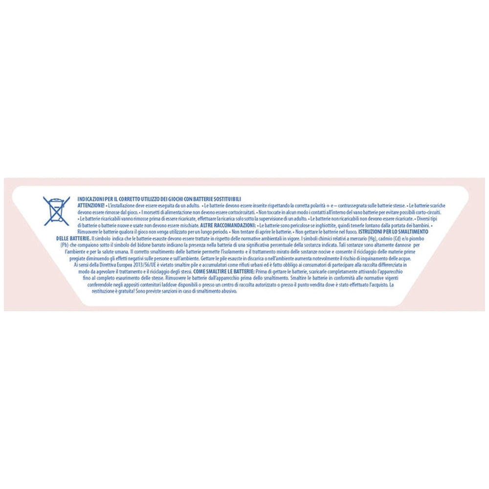 Baby Clementoni Octo Baby Bath Toys label features Italian text, symbols, and a small graphic on glossy paper.