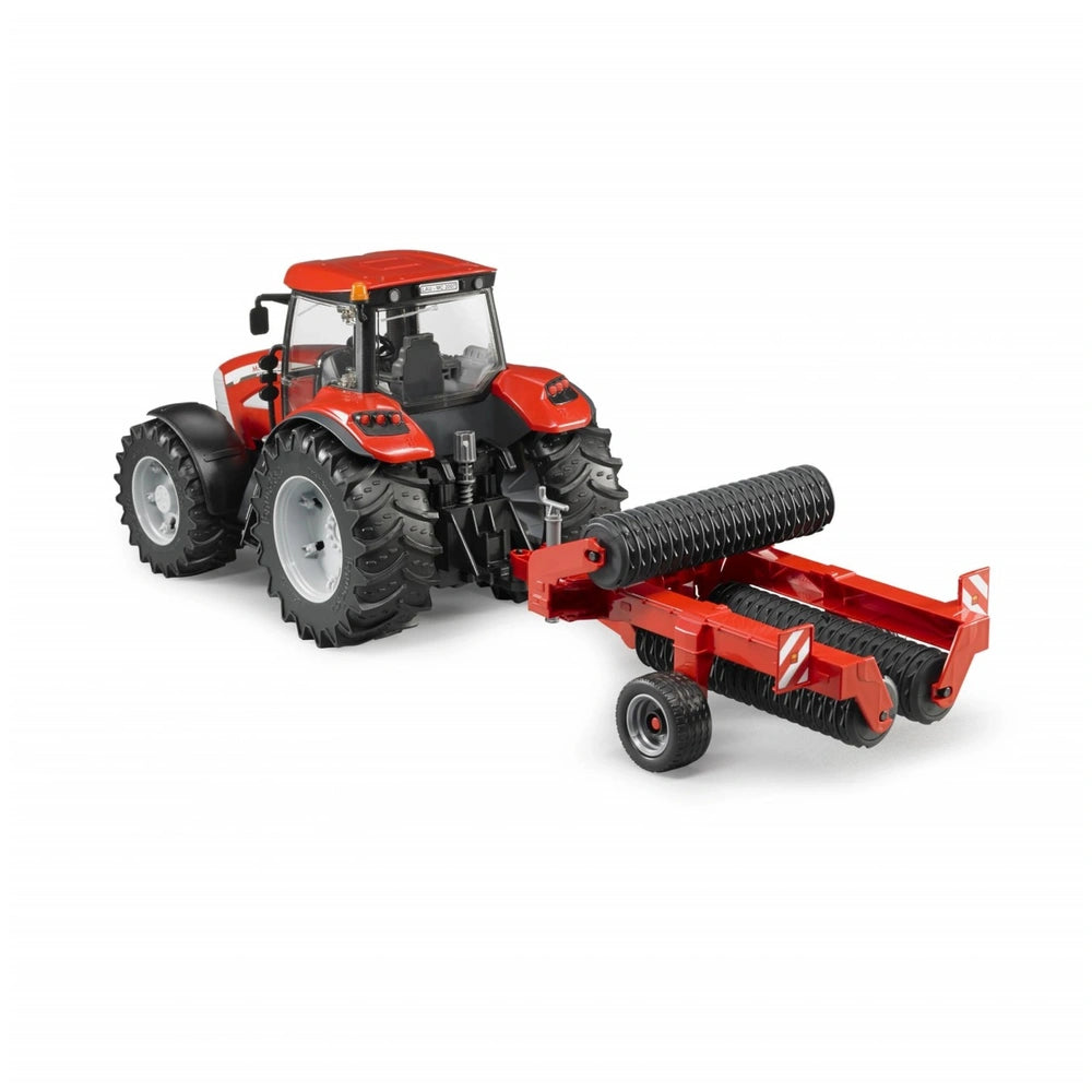 Red Bruder Cambridge Roller play vehicle, featuring a tractor with large tires and a detachable agricultural roller.