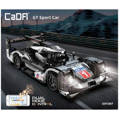 CaDA GT Sport Car construction set features a glossy body, matte wheels, and reflective headlights with bold number "1".