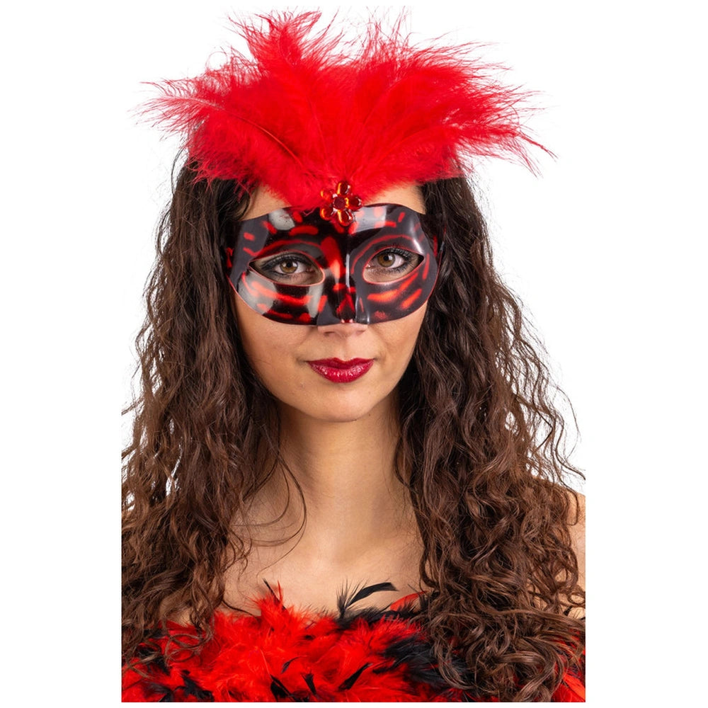 Carnival Toys - Plastikmaske mit roten Federn - Rollenspiele & Berufsspiele