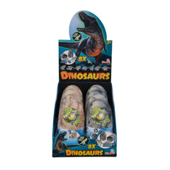Dinosaur Egg Figure packaging features a dinosaur head design with vibrant colors and two toy dinosaurs appearing to emerge.