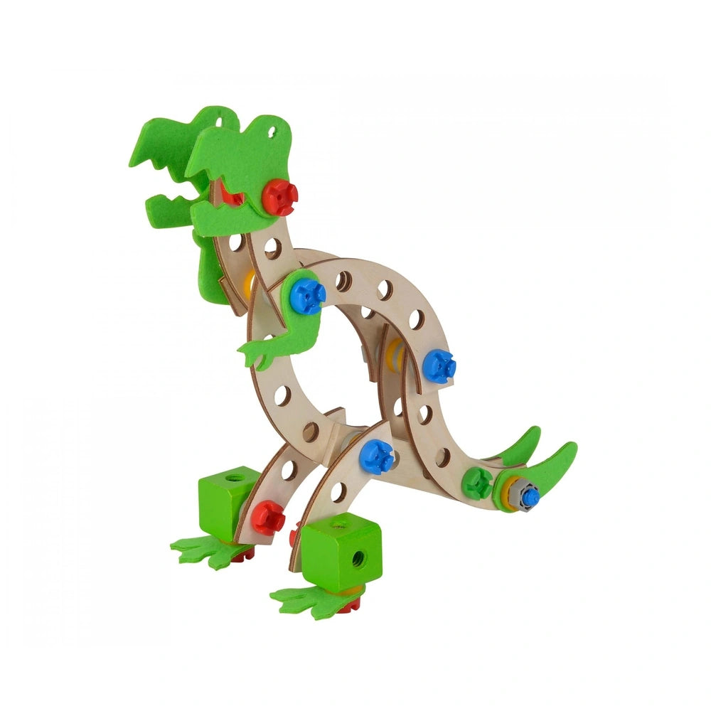 Eichhorn Constructor Dinosaur is a green, looped toy with a head, tail, and colorful accents for construction play.