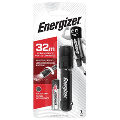 Energizer X-Focus 1Aaa Torch features a glossy white packaging with black text, showcasing the flashlight's adjustable focus 