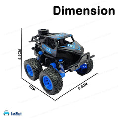 Ginmar dinosaur-themed monster truck in black with blue wheels, featuring multiple visible numbers and a striking blue and bl