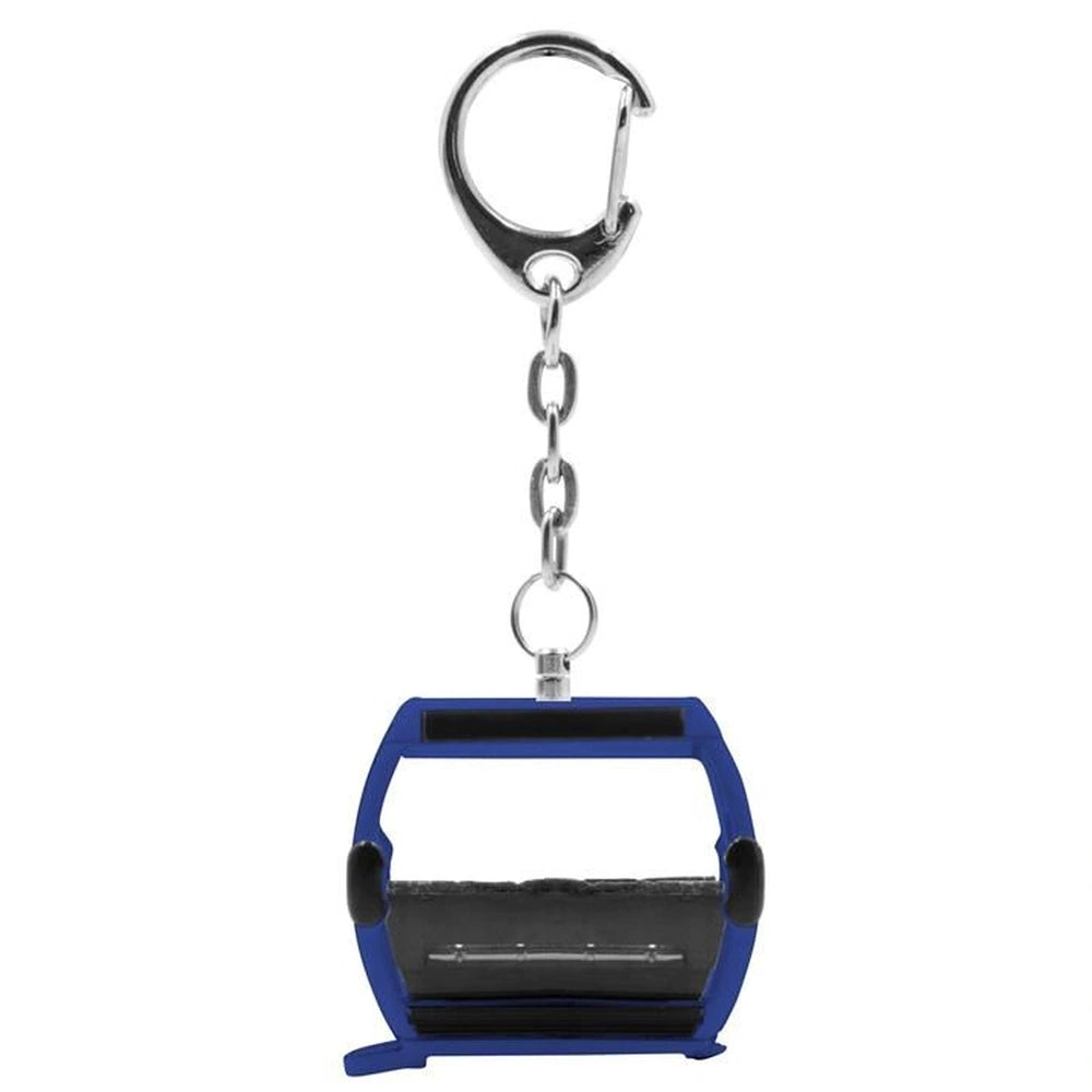 Jagerndorfer Omega IV Blue Gondola keychain features a metallic finish with a black handle and multiple metallic components.