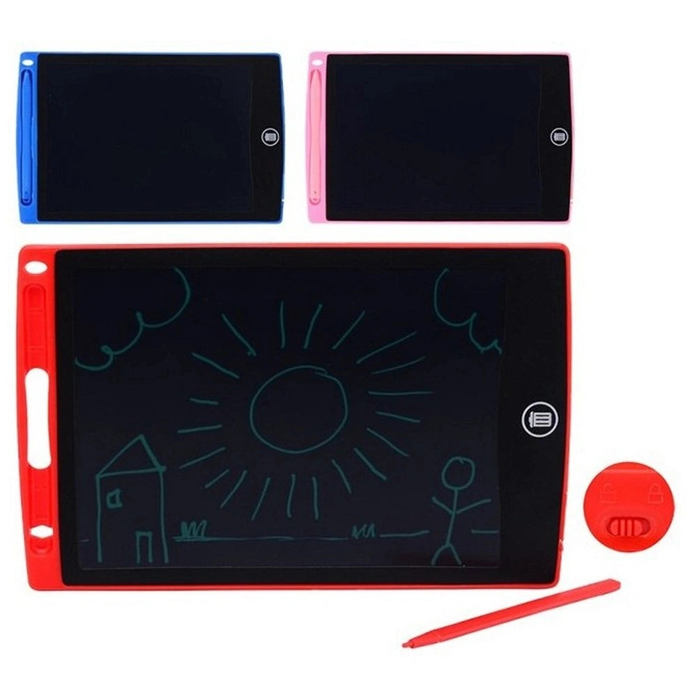 Johntoy drawing tablet playset features a red matte tablet and glossy red stylus, centered in the front view.