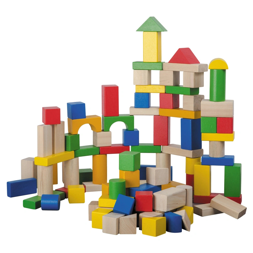Johntoy - Wooden Blocks 100 Pcs - Sorting & Stacking Toys