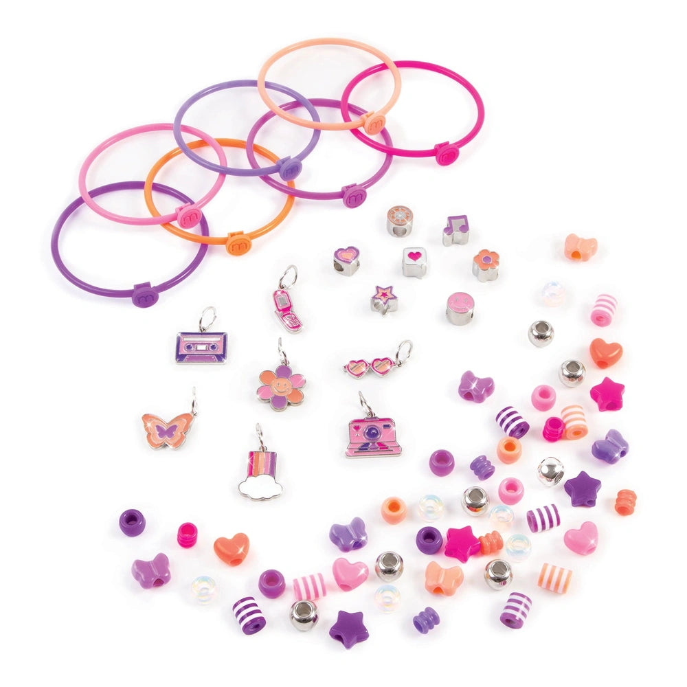DIY Fashion Beaded Bangle Bracelets in various colors, made of stretchy material with shiny plastic beads.