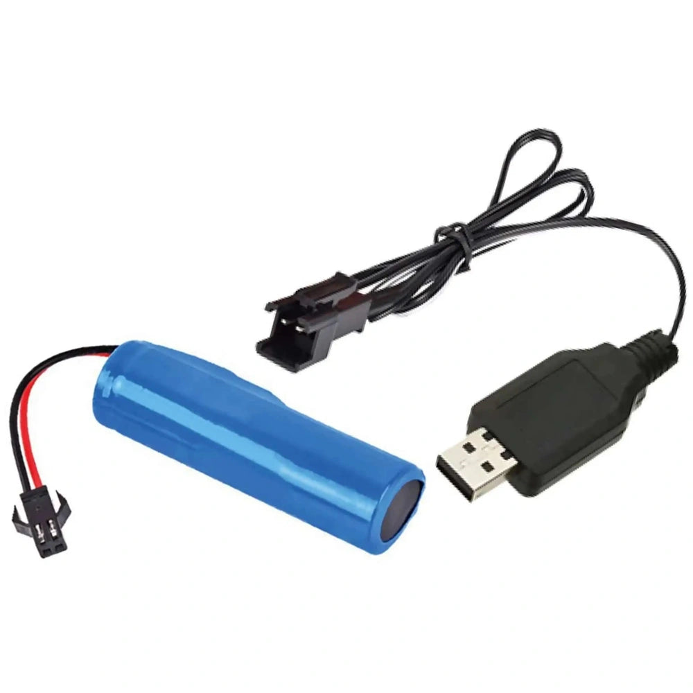 Mondo Motors RC MX Constructions Dumper with blue plastic casing and black USB cables displayed from the front view.