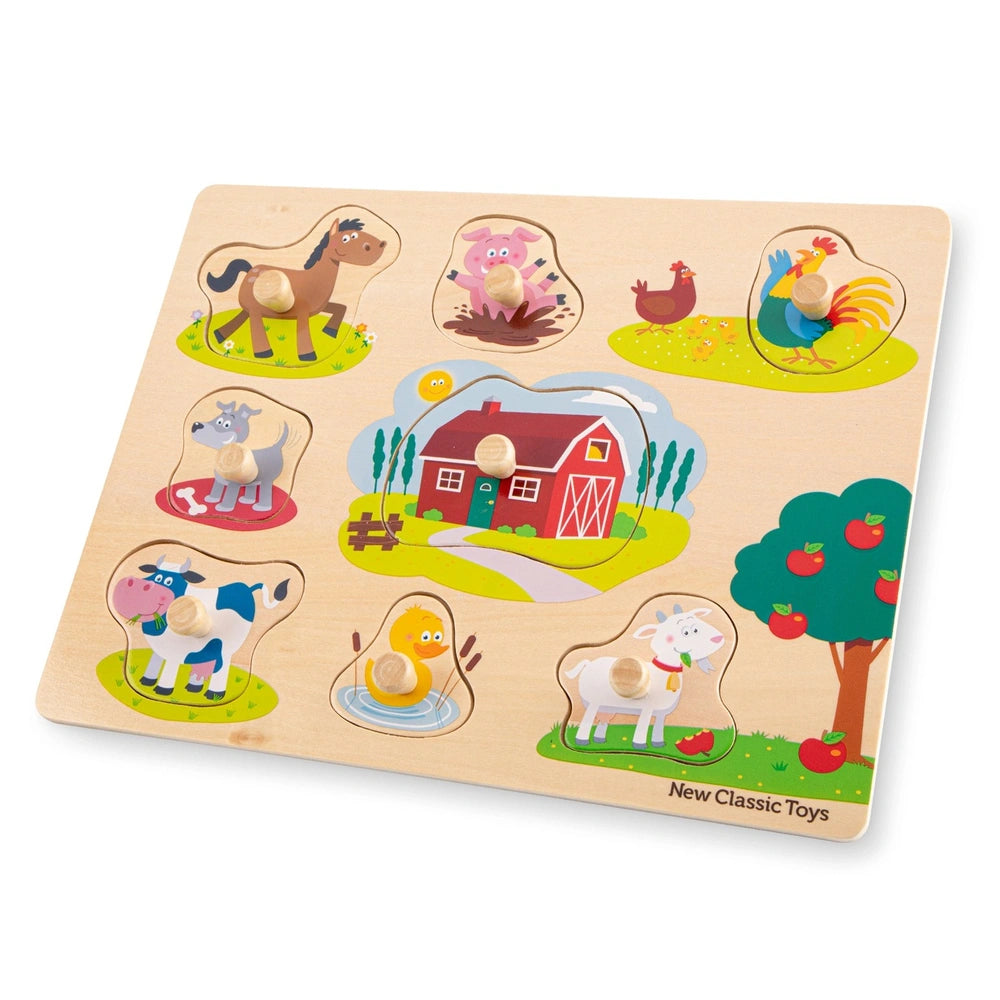 New Classic Toys - Steckpuzzle - 8 Teile - Bauernhof - Spielzeug für Babys