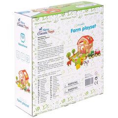 New Classic Toys - Wooden Farm Toy Set With 20 Figures - Toy Playsets