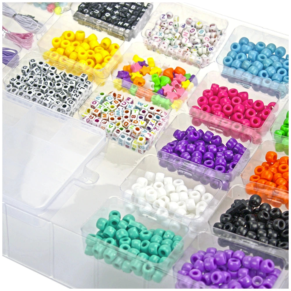 Nice Beads ABC Pcs 1500 Set features colorful yellow beads in various clear containers with different colored lids.