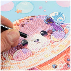 NICE Diamantiny Level Up Coloring features a cartoonish face made of colorful adhesive dots on glossy paper.