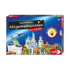 Noris Allgemein-Wissen Board Game box featuring colorful illustrations aimed at childrens education in German.