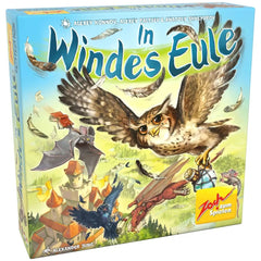 Noris In Windes Eule board game box featuring an eagle in flight, whimsical castle scene, and vibrant colors.