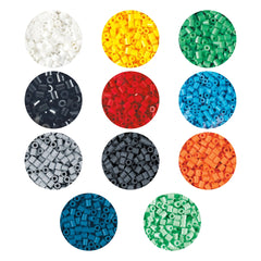Pat Hama 4000 Beads in a green tub containing 100 each of white, yellow, green, blue, and black plastic beads.