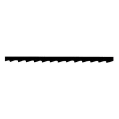 Fretsaw blade for woodworking and plastics with medium-coarse teeth, black silhouette on a white background.