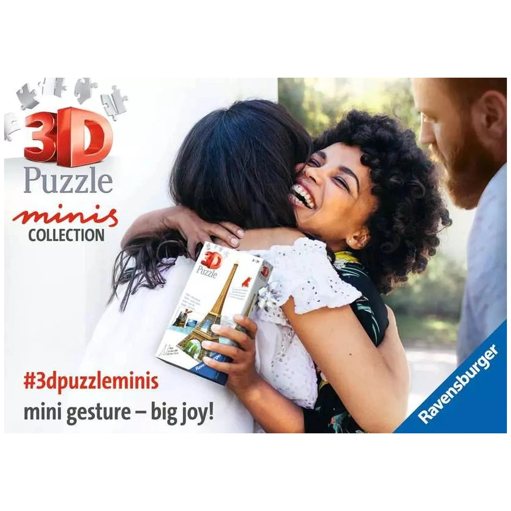 Ravensburger 3D Puzzle Pisa Tower book held by a smiling couple in a vibrant outdoor setting, showcasing joy and creativity.