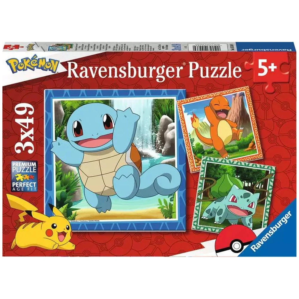 Ravensburger - Pokemon - Charmander, Bisasam und Schiggy - 3x49 Teile - Puzzles