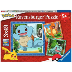 Ravensburger - Pokemon - Charmander, Bisasam und Schiggy - 3x49 Teile - Puzzles
