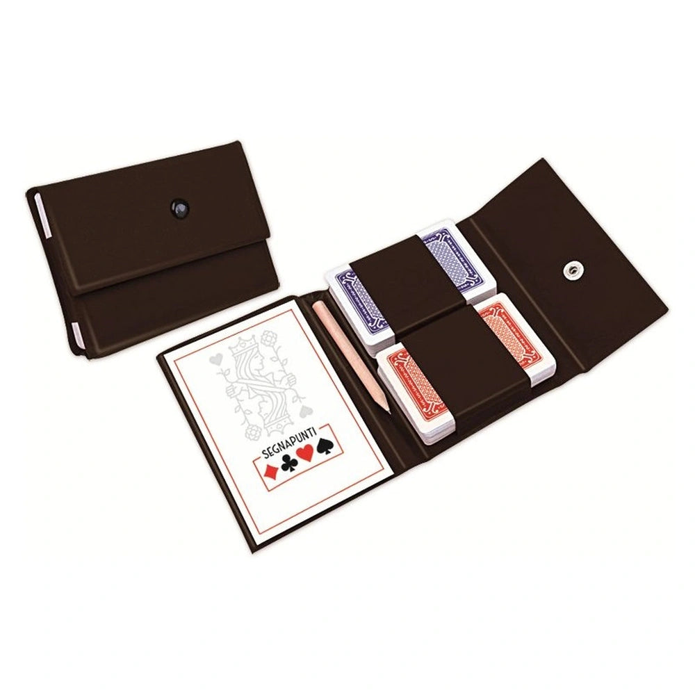 RS Toys plastic playing cards set displayed in a fan with an open booklet featuring card designs on a light background.