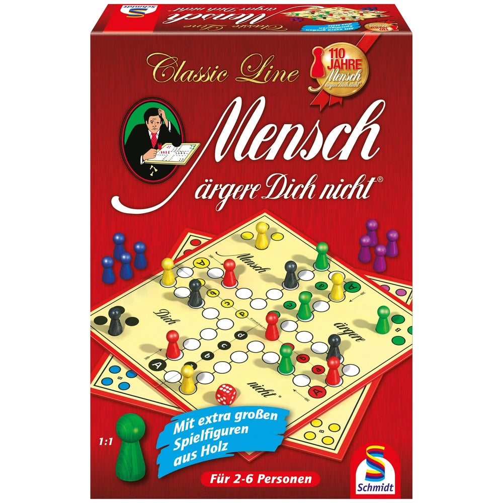 Schmidt Spiele's Don't Get Angry board game box features a red design with pawns, dice, and German text for players aged 6+.