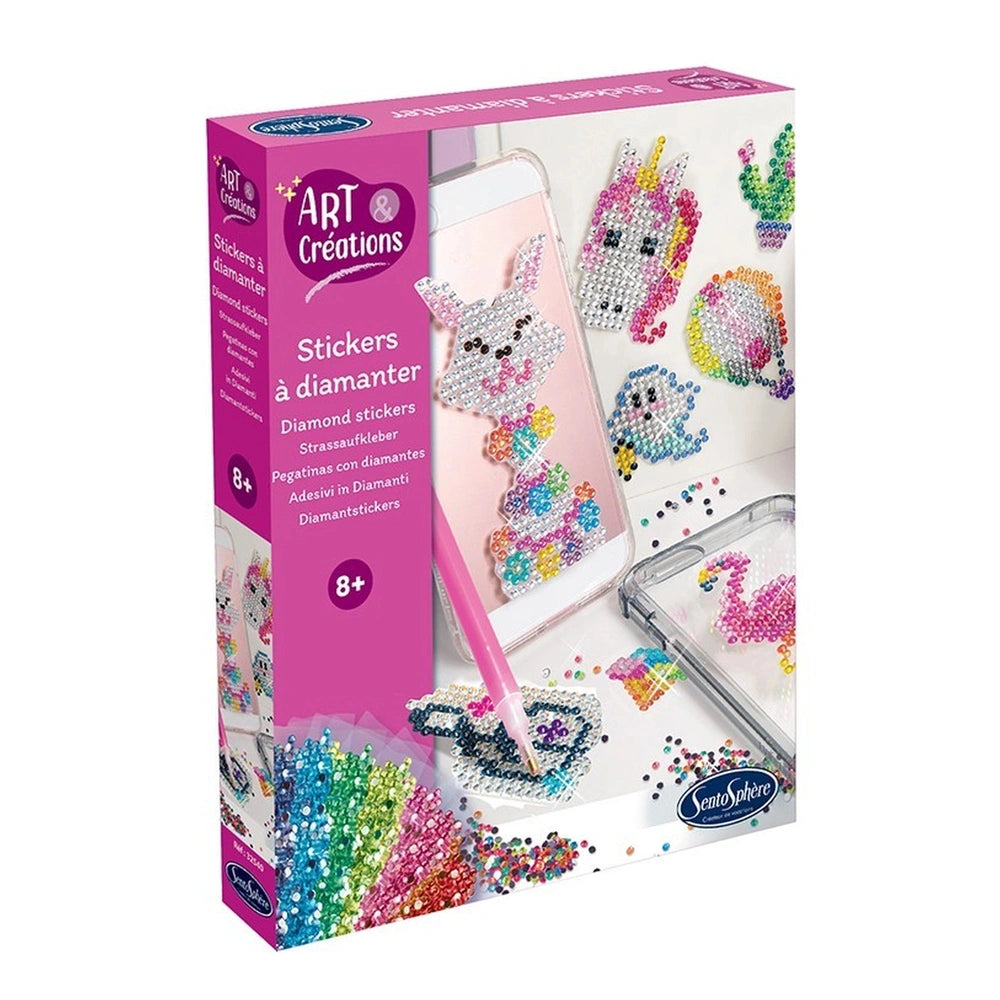 Sentosphere Diamond Stickers arts and crafts kit features colorful packaging with a clear window showcasing decorative sticke