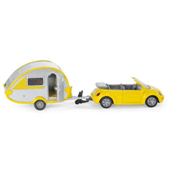 Siku - Volkswagen Käfer mit Wohnwagenanhänger - Spielzeuge Fahrzeuge