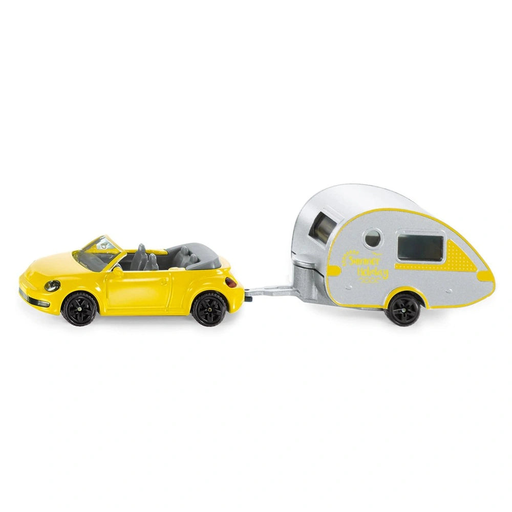 Siku - Volkswagen Käfer mit Wohnwagenanhänger - Spielzeuge Fahrzeuge