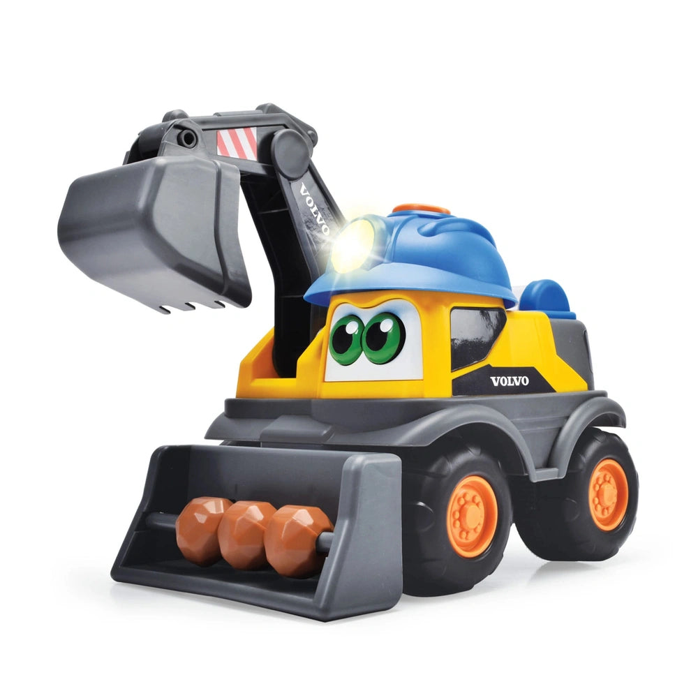 Simba ABC Danny Digger Excavator toy in yellow with black accents, large shovel, and oversized wheels for imaginative play.