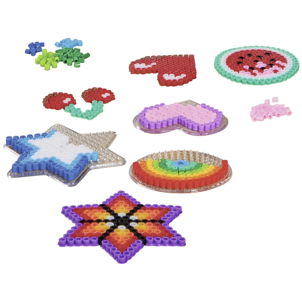 Simba Art & Fun iron-on bead set with diverse colorful designs including stars and hearts, perfect for creative projects.