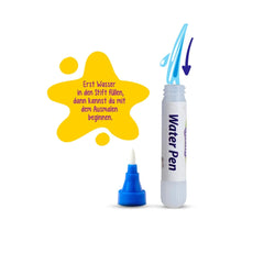 Simba Art & Fun Water Pen Book showcasing a blue water pen and bottle, designed for childrens coloring activities.