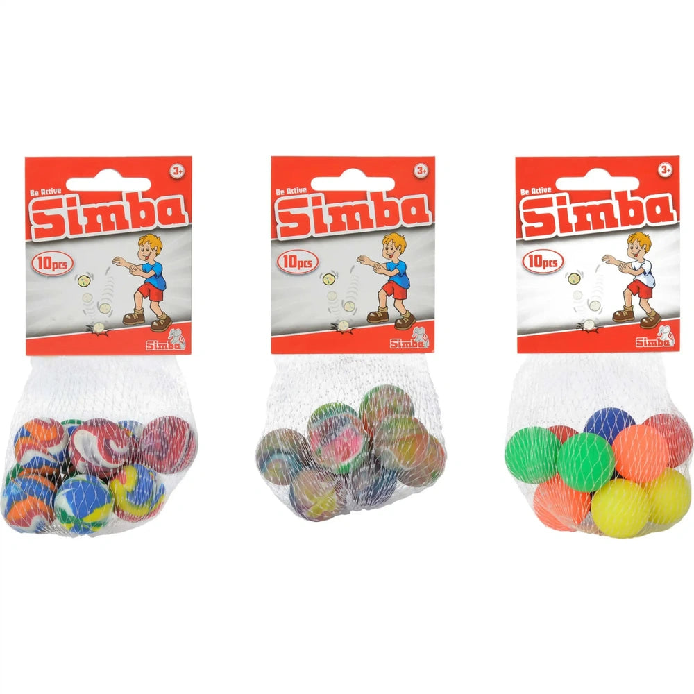 Simba Bouncing Balls Be Active Set featuring three colorful packages of sports balls for outdoor play, 10 pieces total.