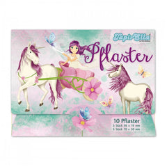 TapirElla Unicorn Patches retail packaging features a pale pink background with unicorn, flower, and butterfly graphics.