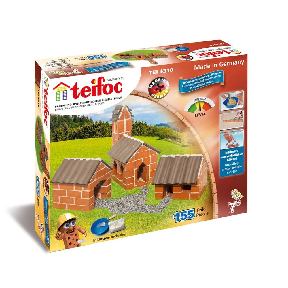 Teifoc toy set box featuring colorful images, glossy finish, and text in German, showcasing 155 pieces for arts and crafts.