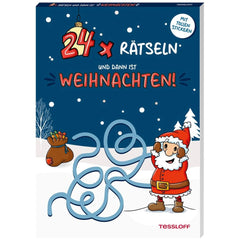 TESSLOFF's 24 Winter Puzzles Advent Calendar features a cheerful Santa, snowflakes, and festive colors on a glossy blue cover
