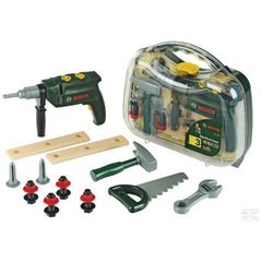 Theo Klein Bosch Tool Case with plastic casing, metal tools, and multiple screwdriver bits for pretend professions and role p