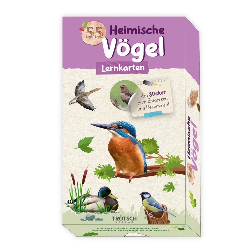 TROTSCH Learning Cards Native Birds packaging features a purple and white design with bird images and bold text.