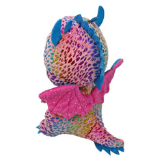 TY - Beanie Boos Flint is a multicolored plush dragon with pink and purple scales and glittery pink wings.