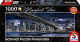 Schmidt Spiele 59621 Manfred Voss, New York, Dark Night, 1000-Piece Panorama Puzzle, Colourful