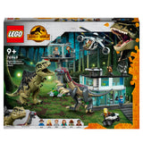 LEGO 76949 Jurassic World Giganotosaurus & Therizinosaurus Attack with 2 Dinosaur Figures, Toy ATV Car, Helicopter, Garage & Minifigures